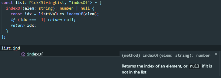 It's like magic The documentation automatically propagates from StringList to Pick