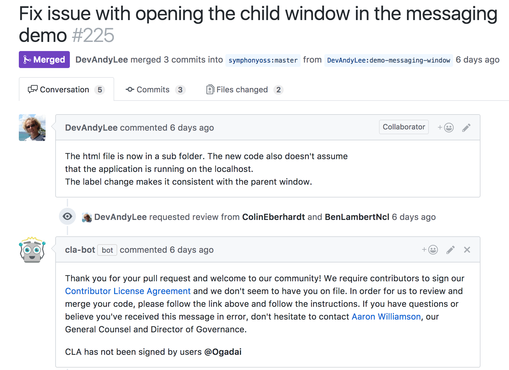 bot comment cla signing process